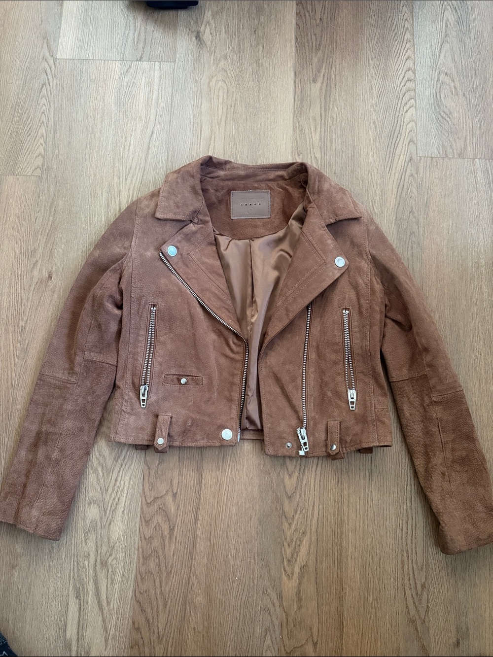 Blank NYC Brown Suede Cropped Moto Jacket